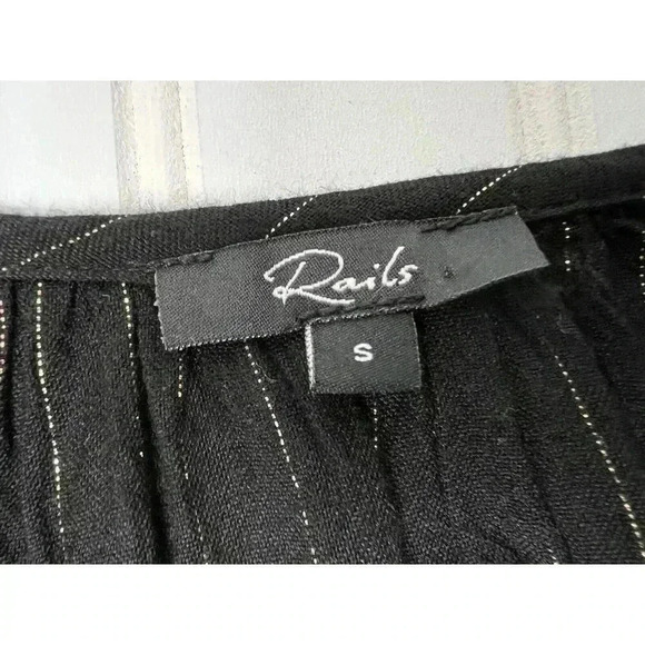 Rails Abby Glided Black Gold Metallic Tunic Top Small Blouse Women. 334 - Picture 3 of 5